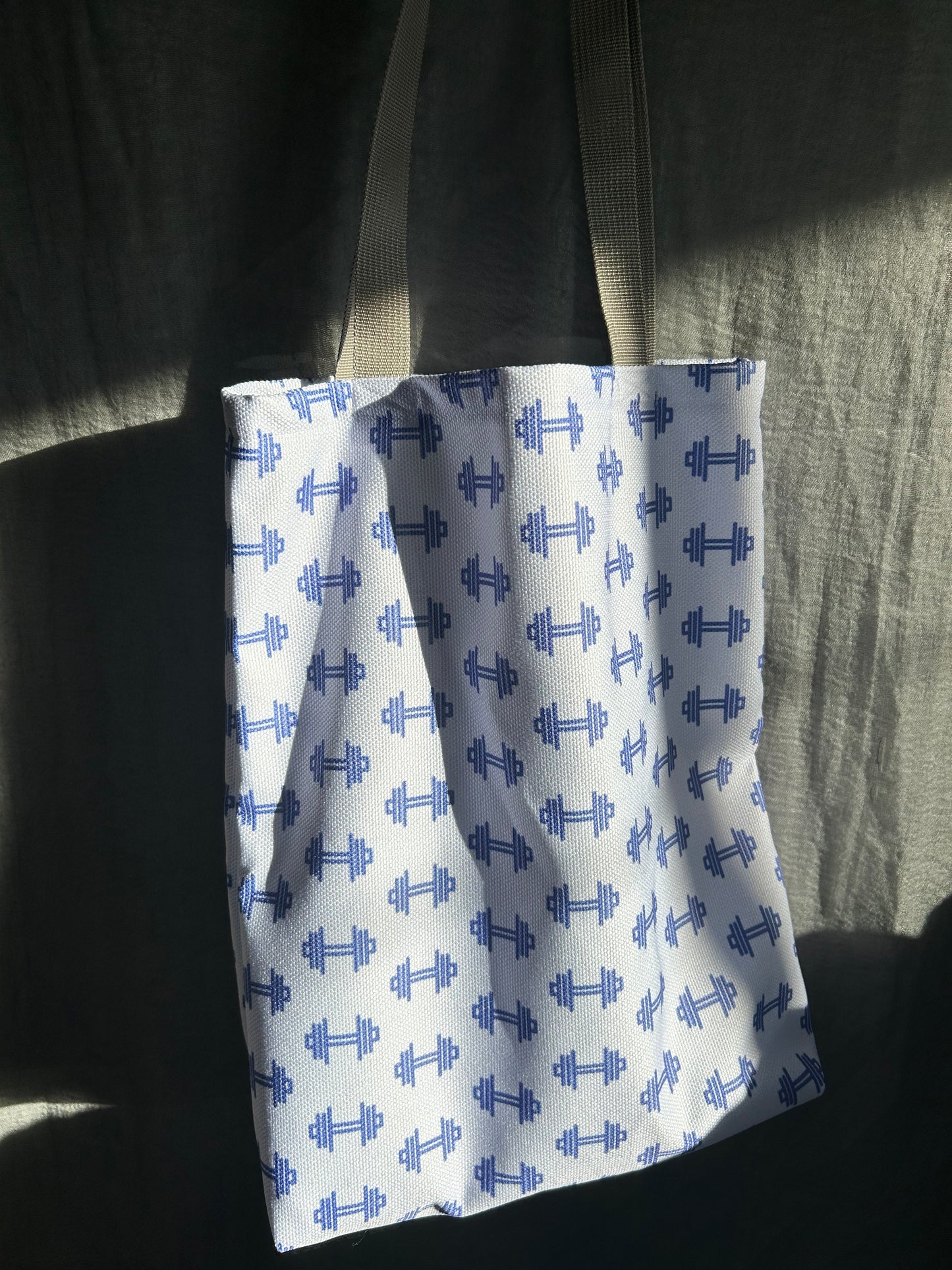Mini Gym tote- dumbbell blue