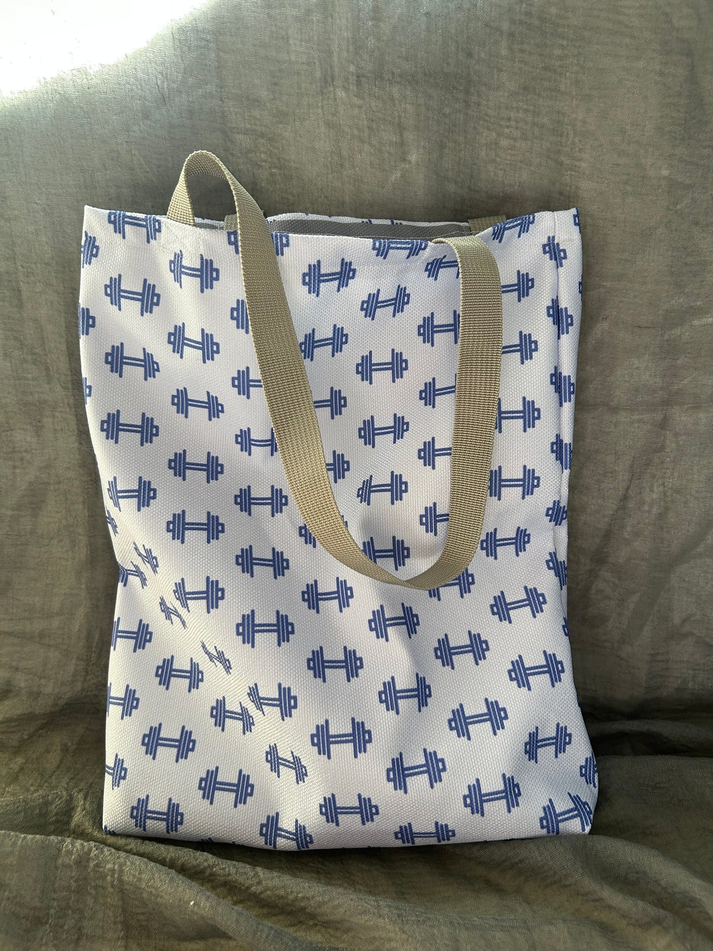 Mini Gym tote- dumbbell blue