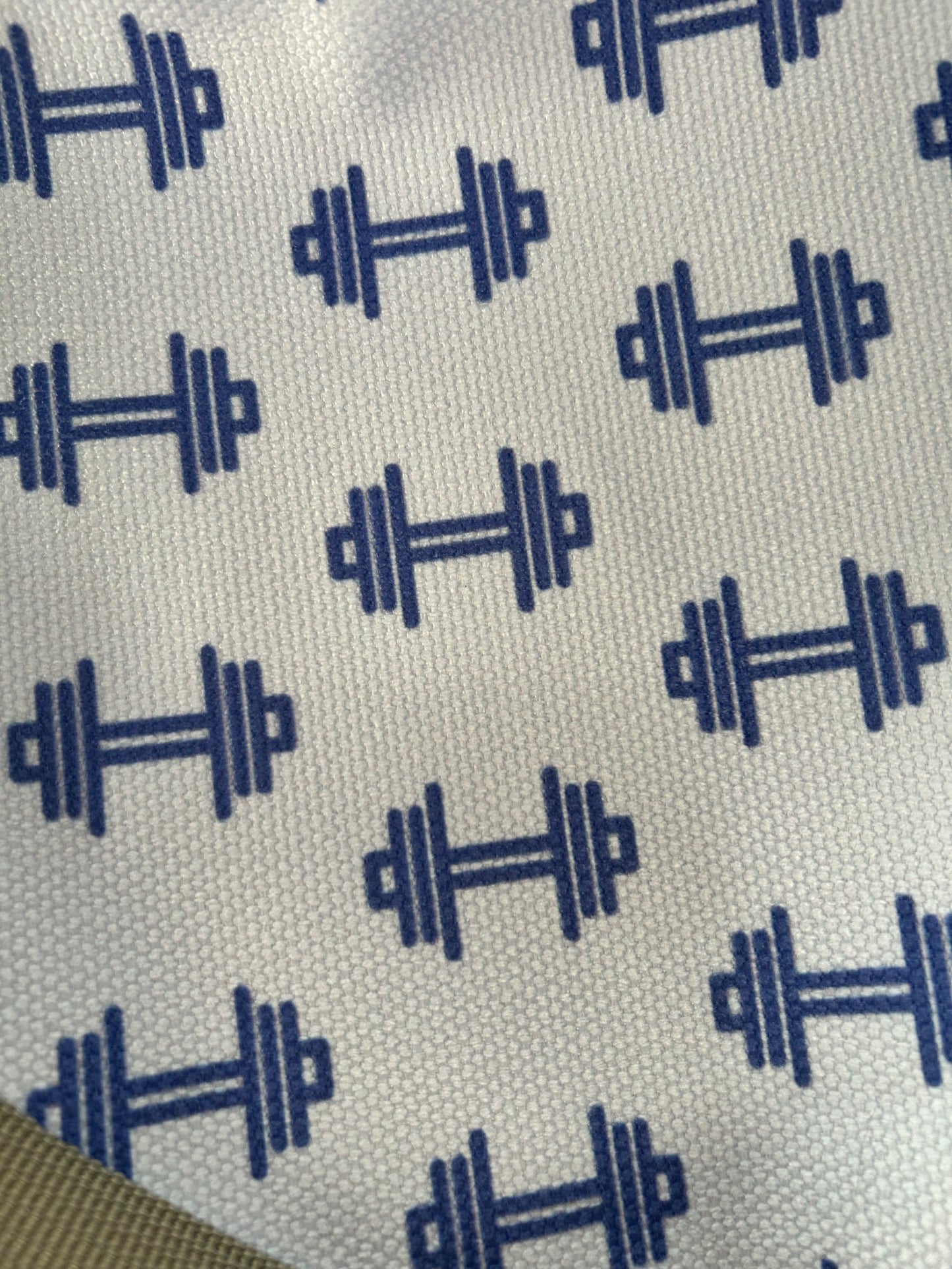 Mini Gym tote- dumbbell blue