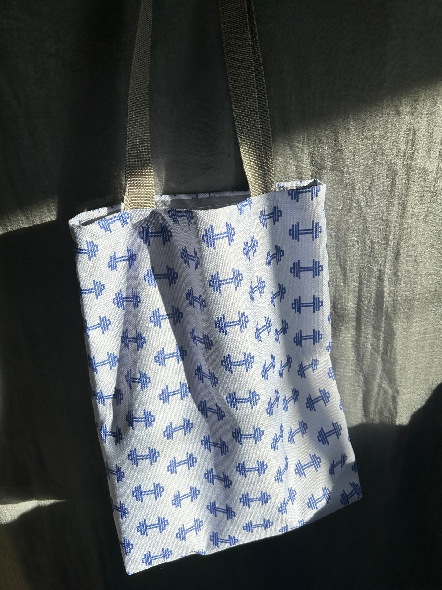 Mini Gym tote- dumbbell blue