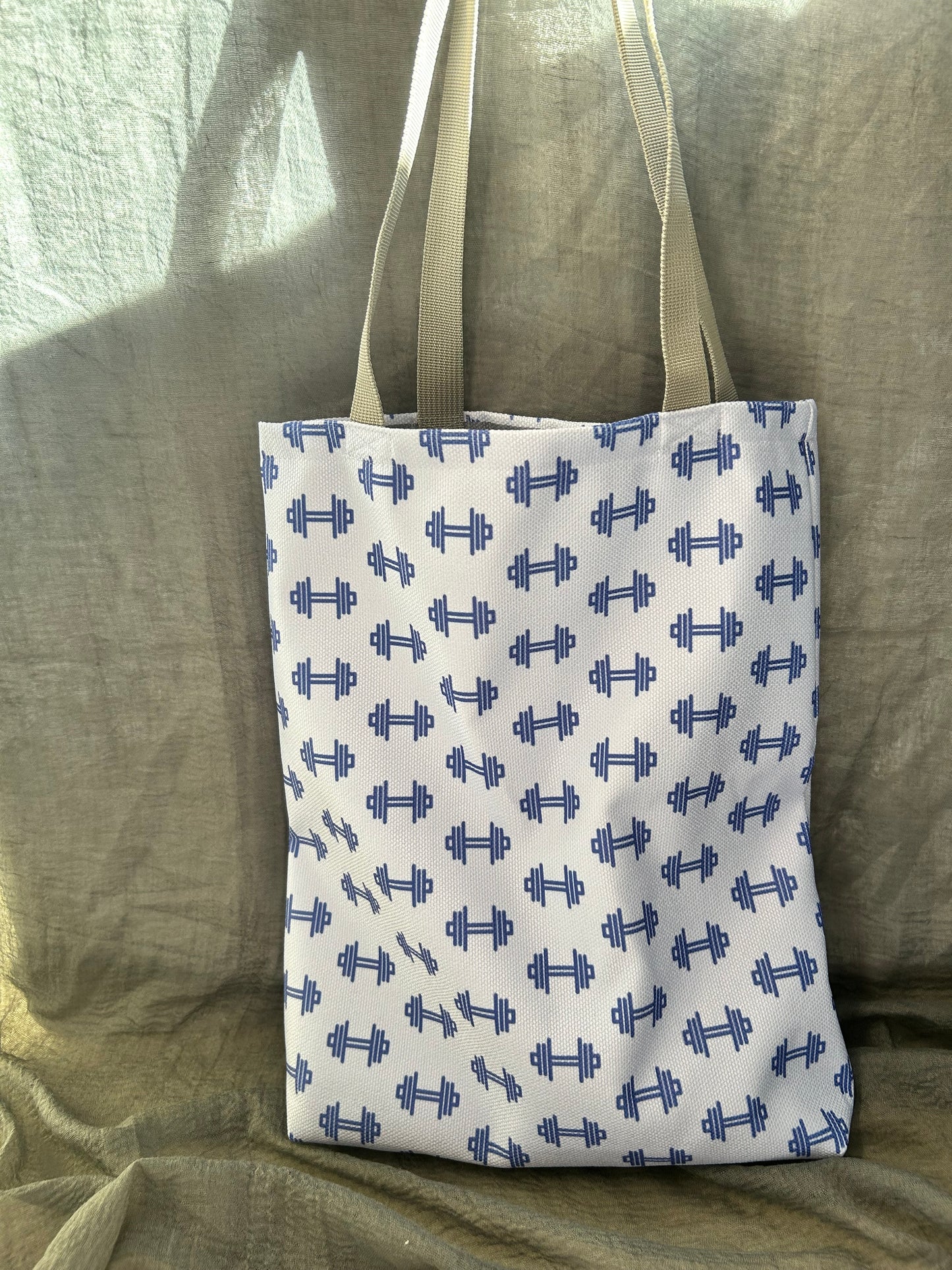 Mini Gym tote- dumbbell blue