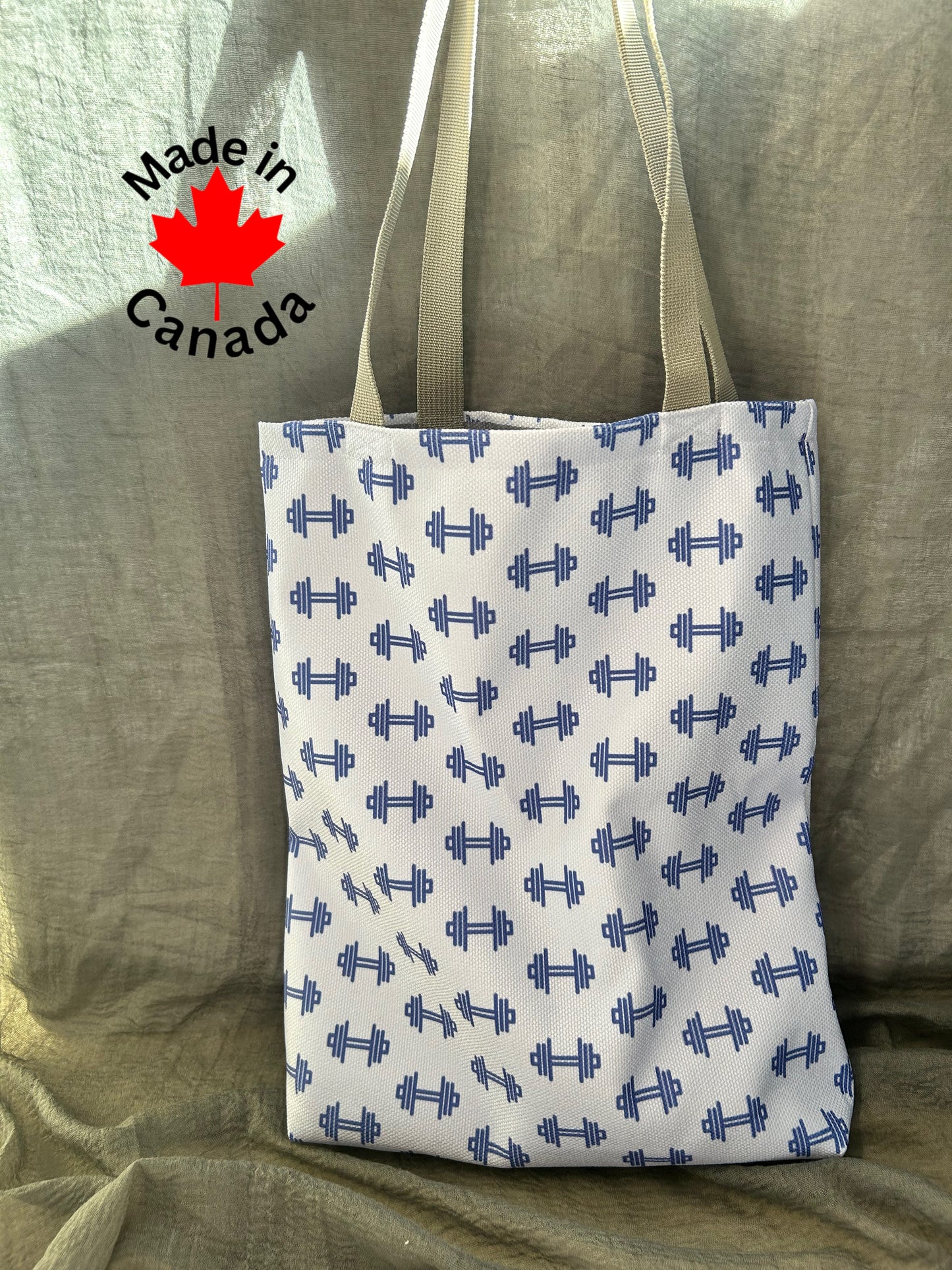 Mini Gym tote- dumbbell blue