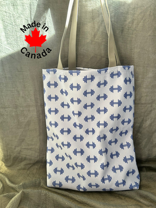 Mini Gym tote- dumbbell blue