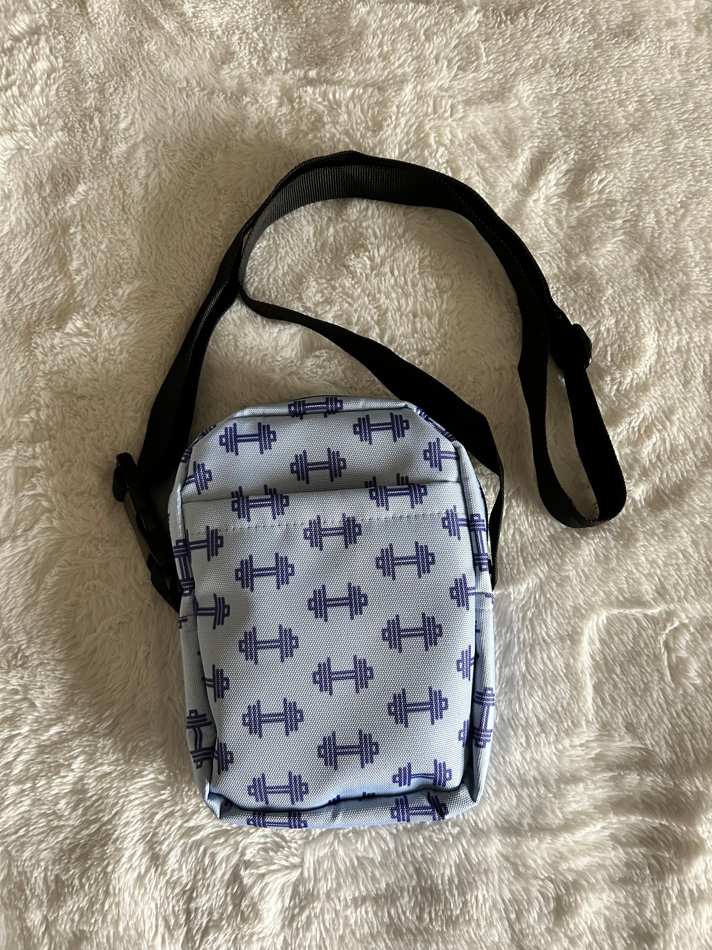 Dumbbell blue crossbody bag