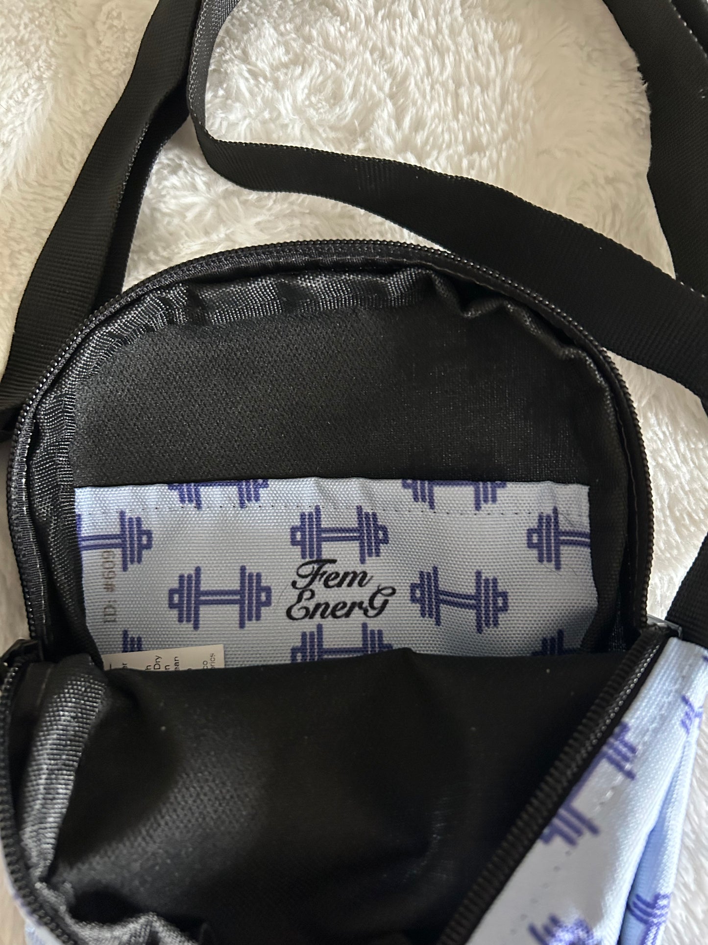 Dumbbell blue crossbody bag