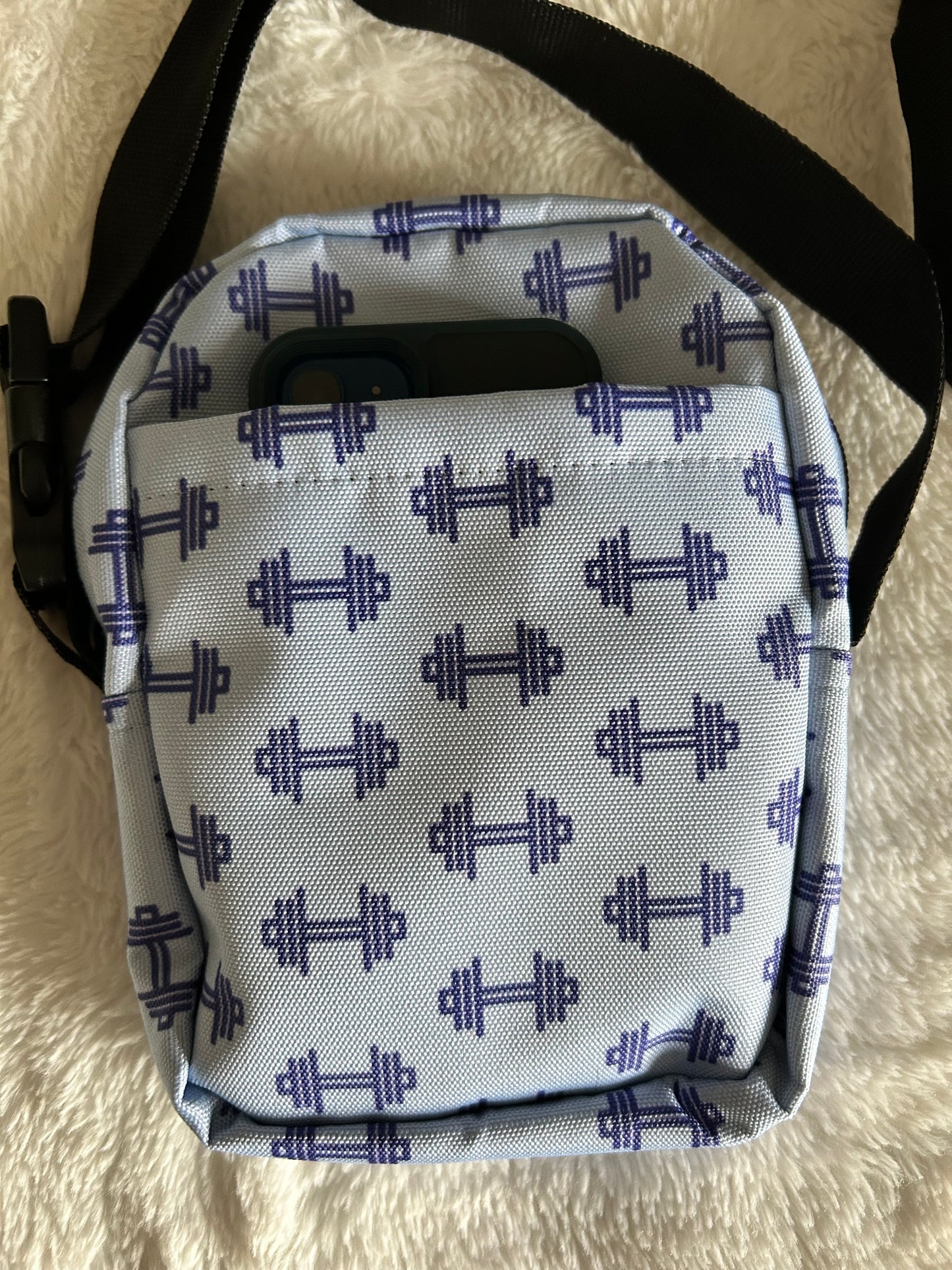 Dumbbell blue crossbody bag