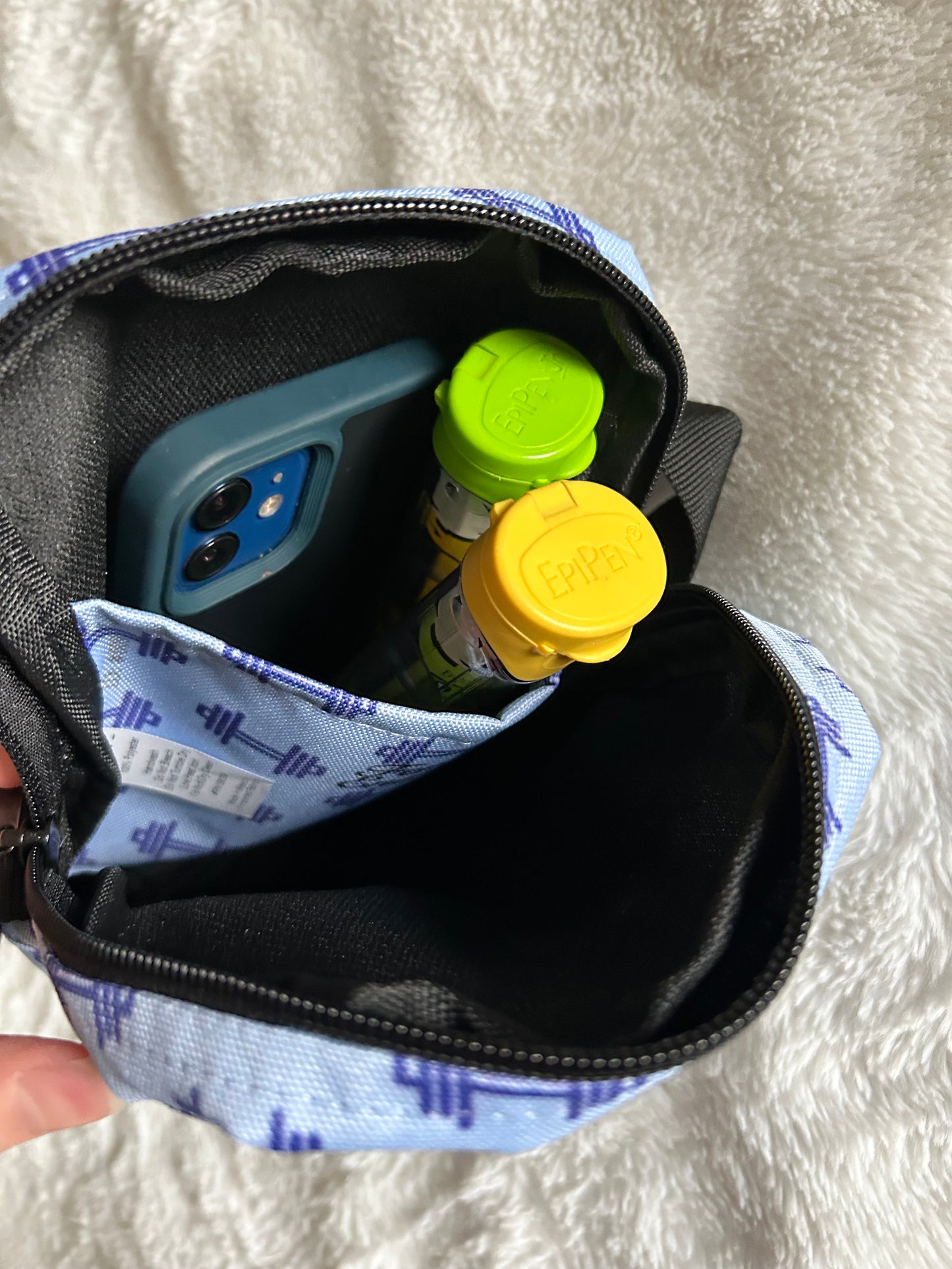 Dumbbell blue crossbody bag