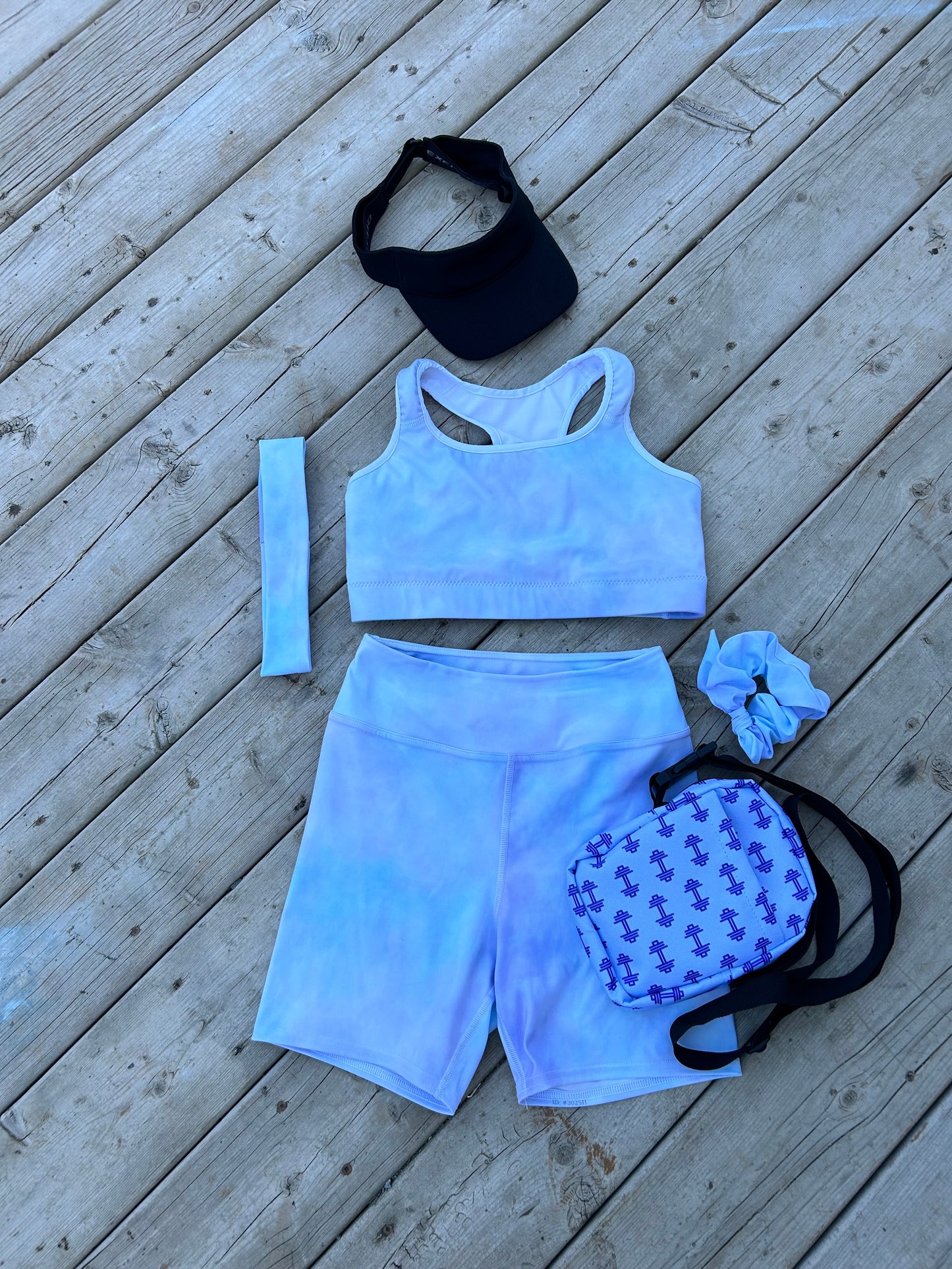 Dumbbell blue crossbody bag