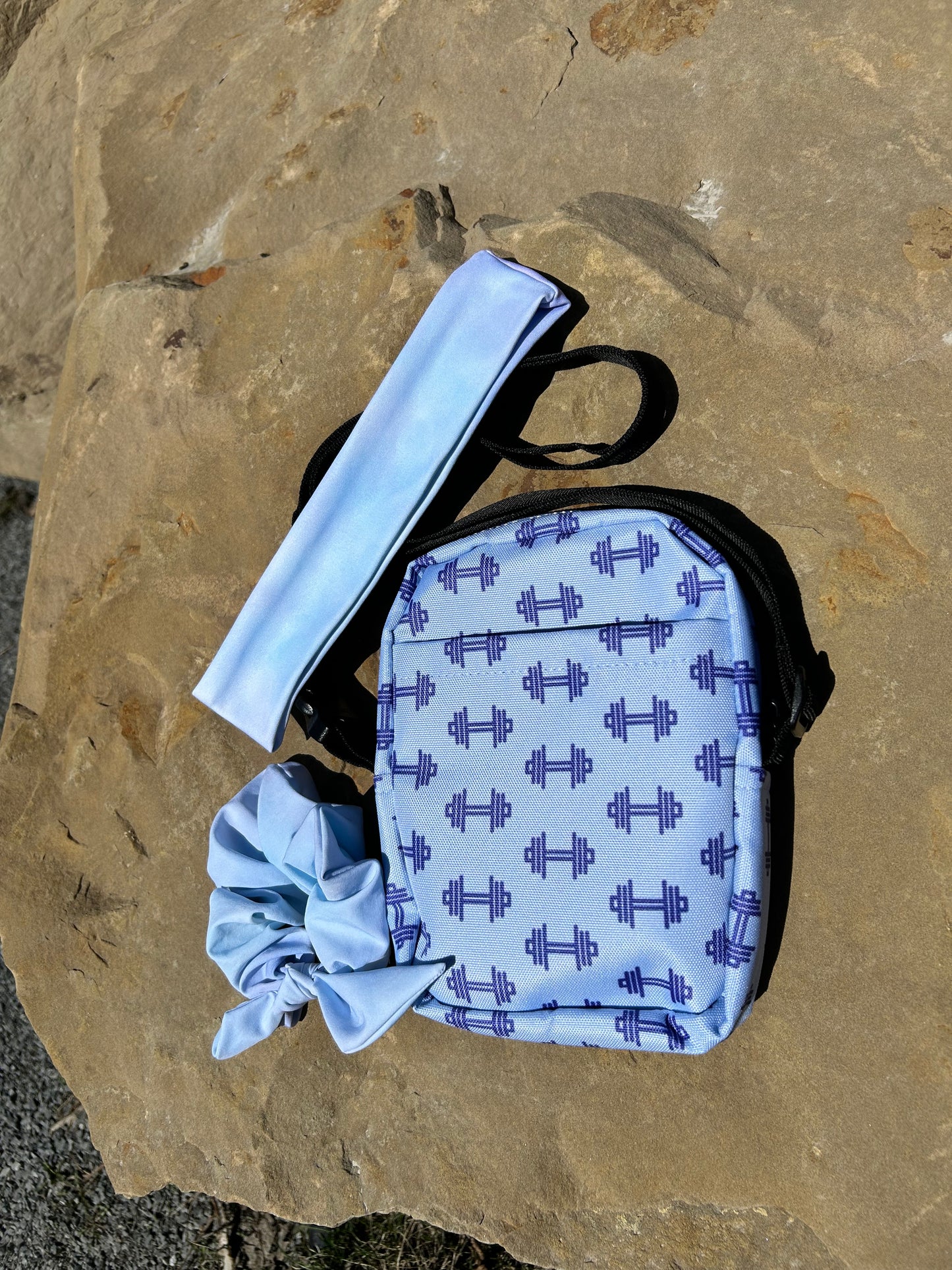 Dumbbell blue crossbody bag